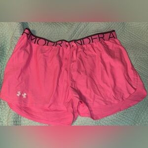 pink under armour shorts. women’s large.